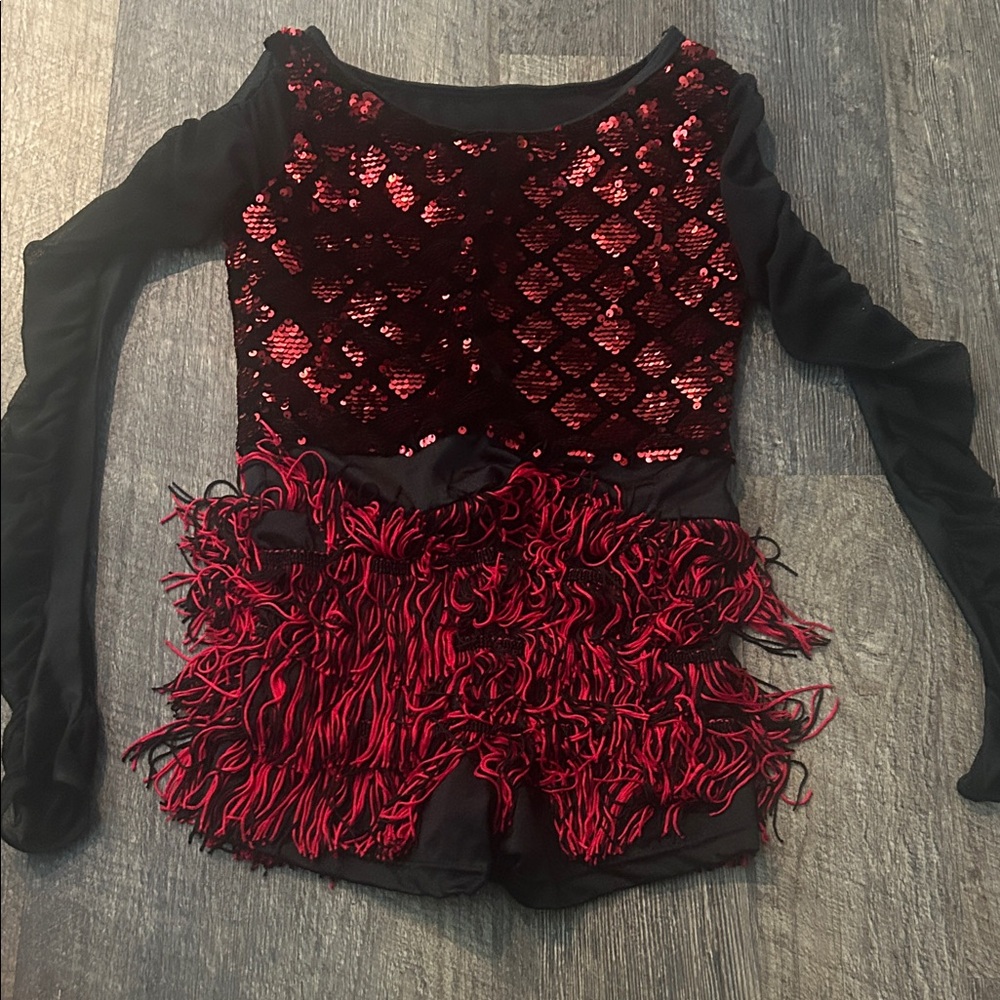 Weissman Black and Red Sequin Dance Costume